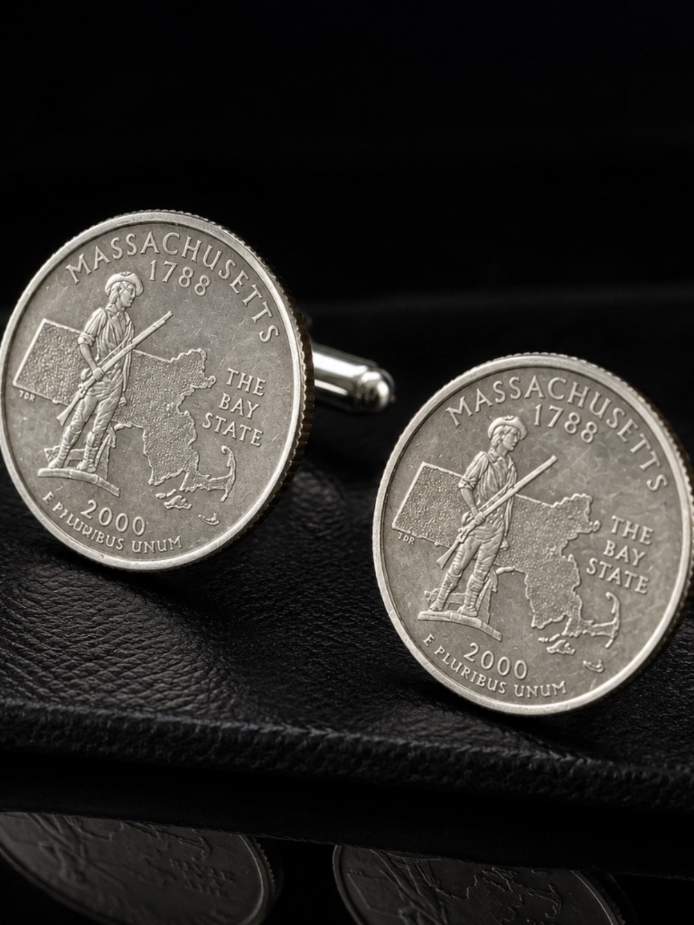 US Reveloutinary War 2000 Minuteman Mass. State Quarter Cufflinks
